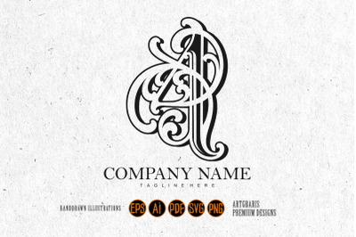 Modern flourish elegance A Lettering Monogram logo monochrome