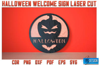 Halloween Welcome Sign Laser Cut SVG | Halloween Laser Cut SVG Design