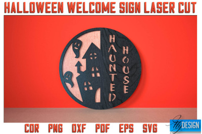 Halloween Welcome Sign Laser Cut SVG | Halloween Laser Cut SVG Design