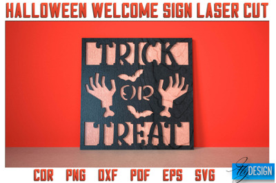 Halloween Welcome Sign Laser Cut SVG | Halloween Laser Cut SVG Design