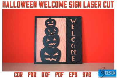 Halloween Welcome Sign Laser Cut SVG | Halloween Laser Cut SVG Design