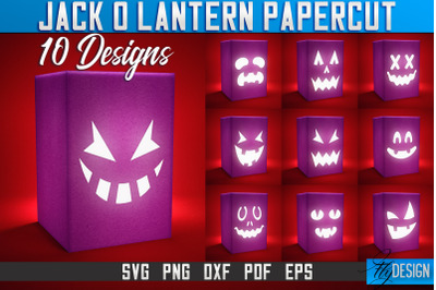 Jack-o- Lantern Papercut SVG | Halloween Lantern SVG | Night Light