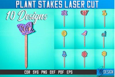 Plant Stakes Laser Cut SVG Bundle | Laser Flower Stakes SVG Design |