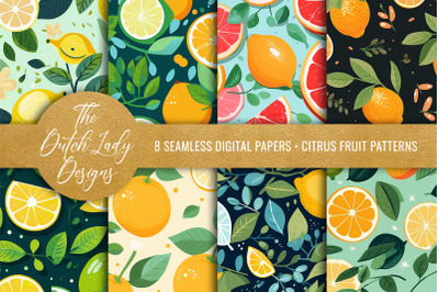 Seamless Citrus Fruit Patterns
