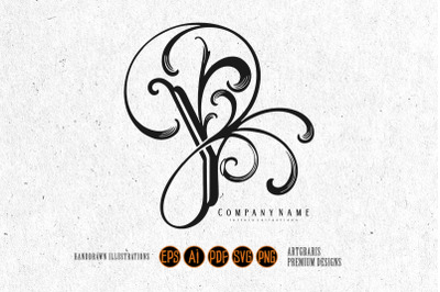 Beautiful flourish floral Y emblem monogram logo outline