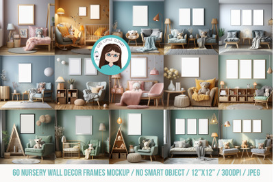 60 Wall Art Frames Nursery Mockup
