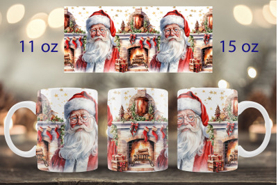 Christmas mug wrap design Santa mug Sublimation PNG