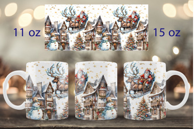 Christmas mug wrap design Santa mug Sublimation PNG