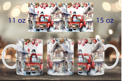 Christmas truck mug wrap design Winter mug sublimation