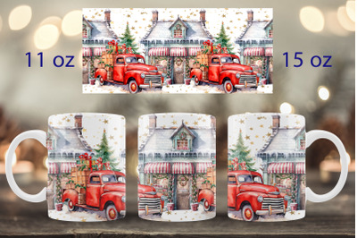 Christmas truck mug wrap design Winter mug sublimation