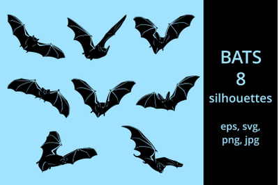 Bats Silhouettes Set SVG