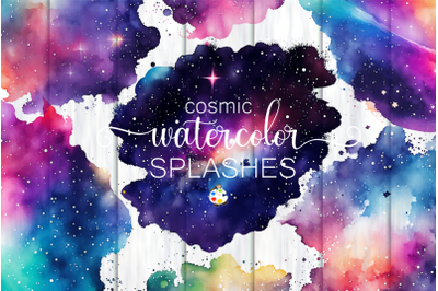 Cosmic Watercolor Splashes - Transparent Backdrops