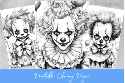 Little creepy clown coloring pages
