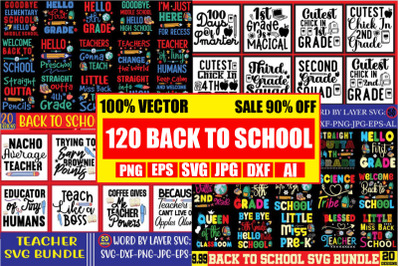 #Back to School Mega Bundle,120 SVG cut file,Back to School  Mega Bund