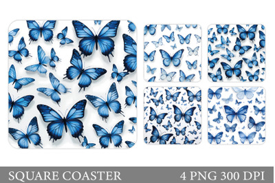 Butterflies Square Coaster. Blue Butterflies Square Coaster