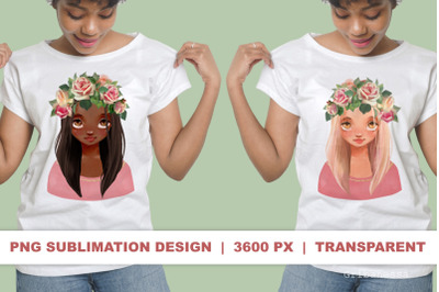 Sublimation girl in wreath |Beautiful girls PNG