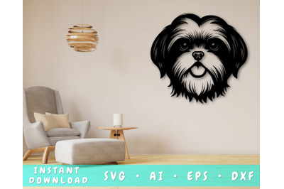 Shih Tzu Laser SVG Cut File&2C; Shih Tzu Glowforge File&2C; Shih Tzu DXF