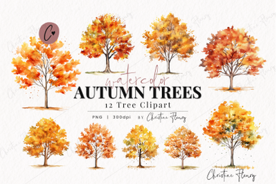 Watercolor Autumn Tree Clipart