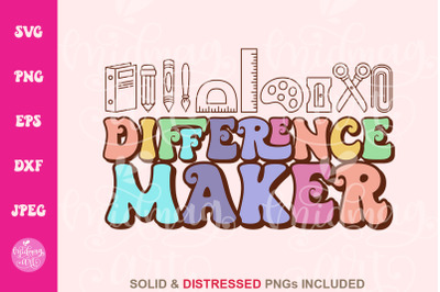 Retro Difference Maker Teacher SVG, teacher cut file