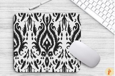 Black Beige Boho Ikat Henna Mouse Pad