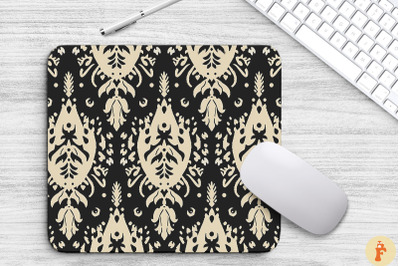 Black Beige Boho Ikat Henna Mouse Pad