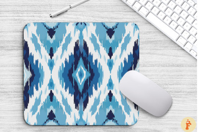 Blue Ikat Boho Ethnic Pattern Mouse Pad