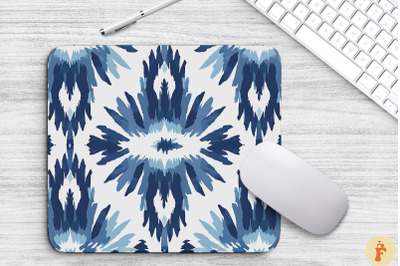 Blue Ikat Boho Ethnic Pattern Mouse Pad