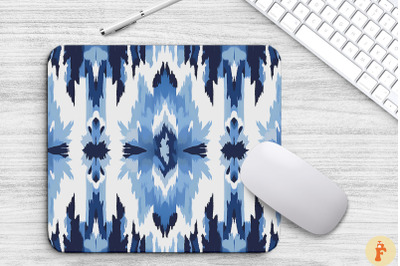 Blue Ikat Boho Ethnic Pattern Mouse Pad