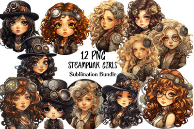 Steampunk Girls, Vintage Clipart