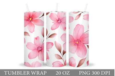 Pink Flowers Tumbler Wrap. Flowers Tumbler Sublimation