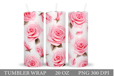 Pink Rose Tumbler Wrap Design. Rose Tumbler Sublimation