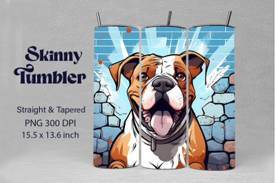 3D Graffiti Happy American Bulldog Dog