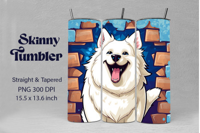 3D Graffiti Happy Samoyed Dog