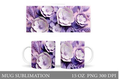 3D Flowers Mug Sublimation. 3D Flowers Mug Template