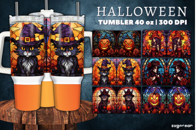 Stained Glass Halloween Tumbler Wrap | 40 Oz | Sublimation