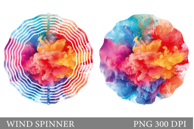 Watercolor Rainbow Spinner. Abstract Wind Spinner Design