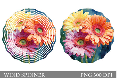 3D Gerbera Spinner Sublimation. Daisy Flowers Wind Spinner