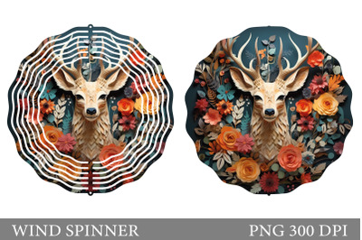 3D Reindeer Wind Spinner. Paper Reindeer Spinner Sublimation