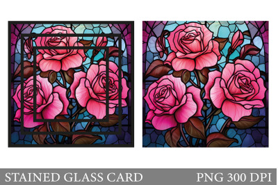 Stained Glass Rose Card. Stained Glass Card Sublimation