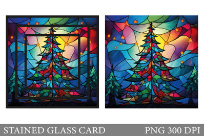 Colorful Stained Glass Christmas Tree Card Sublimation