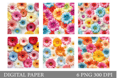 Rainbow Gerbera Digital Paper. Daisy Flowers Digital Paper