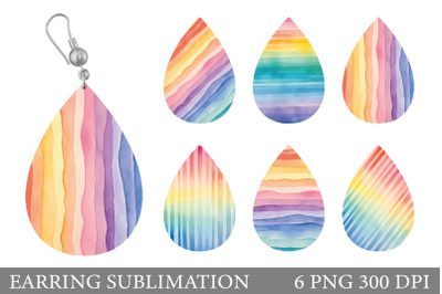 Rainbow Teardrop Earring. Watercolor Rainbow Earring Design