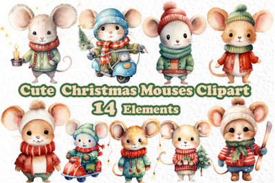 Christmas clipart, Cute little mouse Png