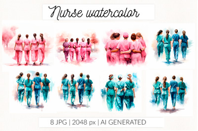 Nurse watercolor medical watercolor