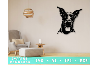 Doberman Laser SVG Cut File&2C; Doberman Glowforge File&2C; Doberman DXF