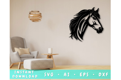 Horse Laser SVG Cut File, Horse Glowforge File, Horse Head DXF