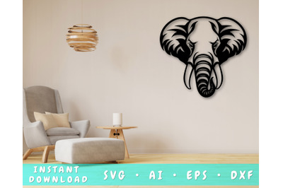 Elephant Laser SVG Cut File, Elephant Glowforge File, Elephant DXF