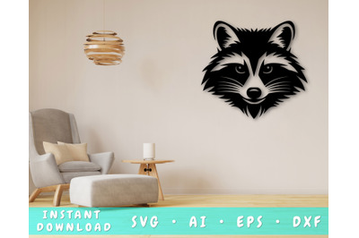 Raccoon Laser SVG Cut File&2C; Raccoon Glowforge File&2C; Raccoon DXF