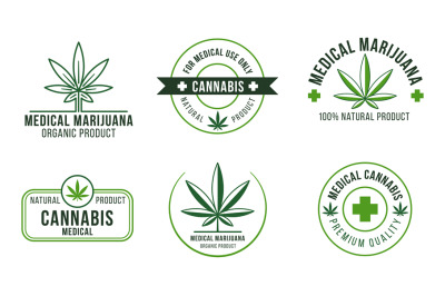 Cannabis label. Medical marijuana therapy&2C; legal hemp plant and drug p