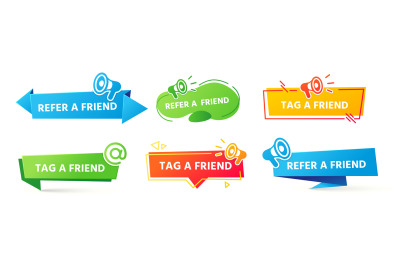 Referral program label, friends recommendation and social marketing ta